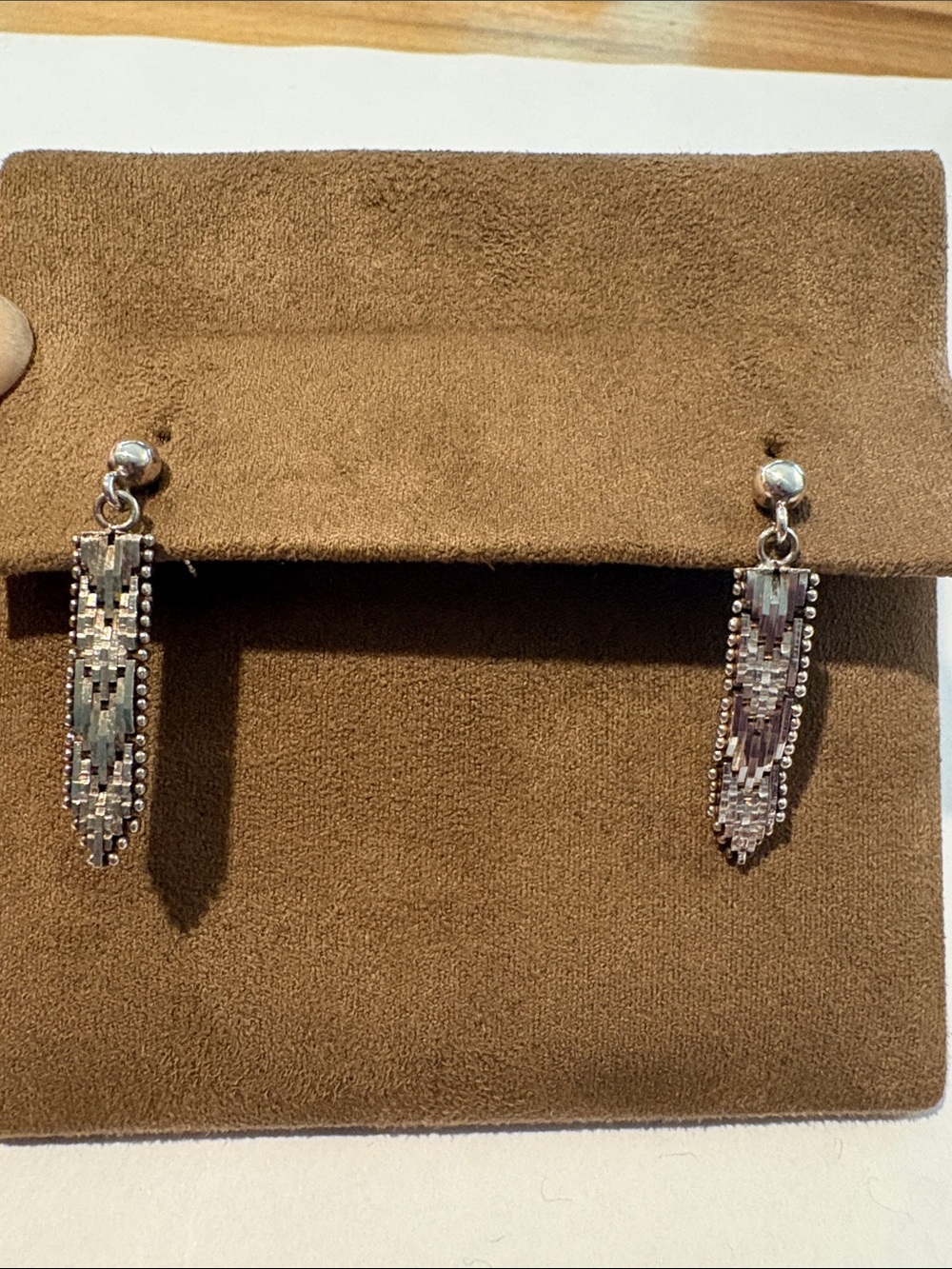 Vintage Sterling Silver Beaded Fringe Drop Earrings - Brown